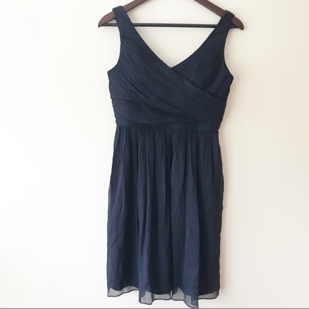 🦋 J CREW 6P Lined Silk V-Neck Navy Cocktail Dress